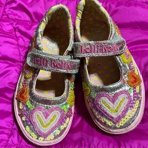 Lelli Kelly girls size 8 pink heart shoes